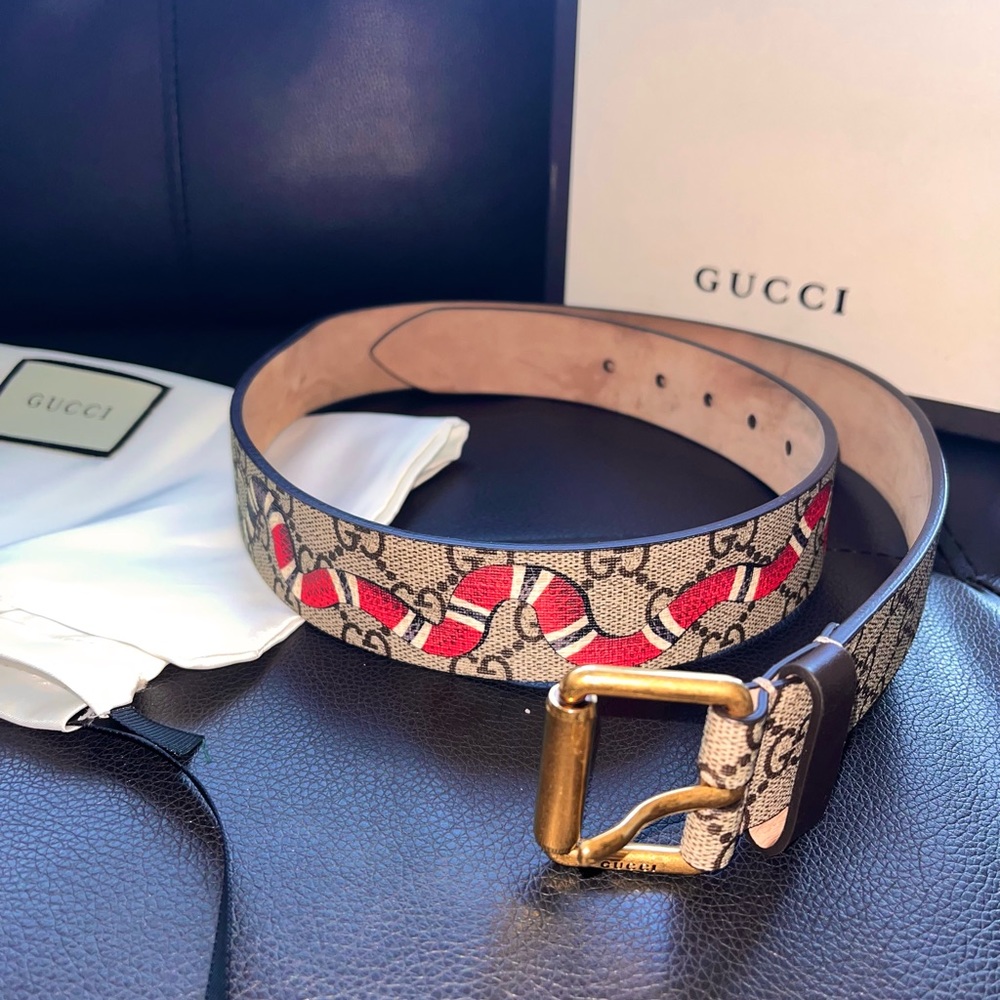 GG Supreme belt with Kingsnake print